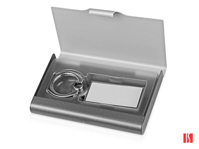 Набор «Slip»: визитница, держатель для телефона, серый/серебристый