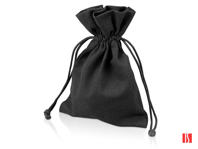 Мешочек подарочный, лен, средний, черный