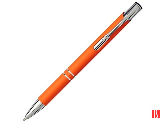 Шариковая кнопочная ручка Moneta с матовым антискользящим покрытием, оранжевый