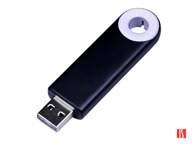 USB-флешка промо на 16 Гб прямоугольной формы, выдвижной механизм, белый