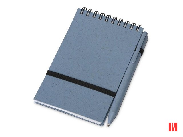 Блокнот B7 «Toledo S», синий + ручка шариковая «Pianta» из пшеничной соломы, синий