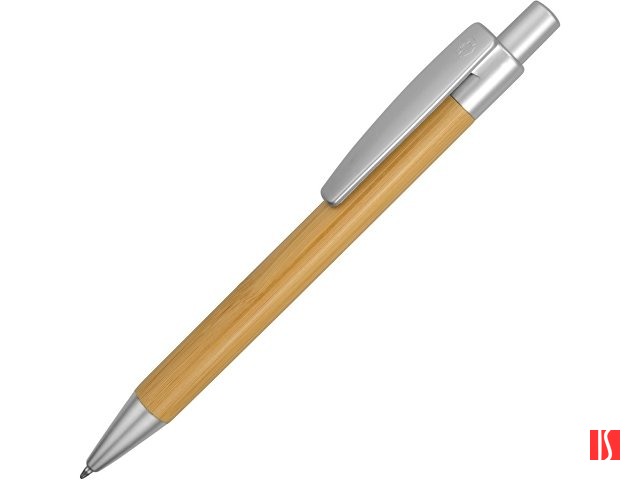 Ручка шариковая "Borneo" из бамбука, серебряный, черные чернила