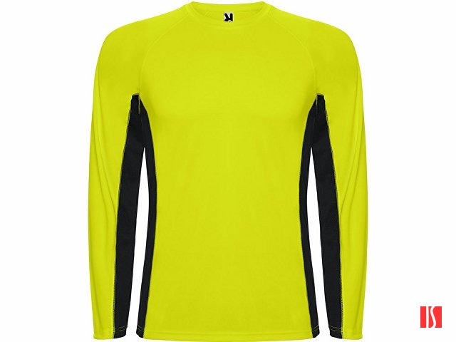 Футболка "Shanghai " мужская с длинным рукавом, неоновый желтый/черный