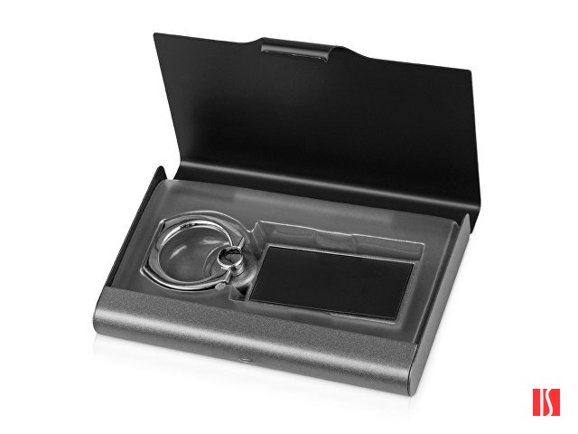 Набор «Slip»: визитница, держатель для телефона, серый/черный