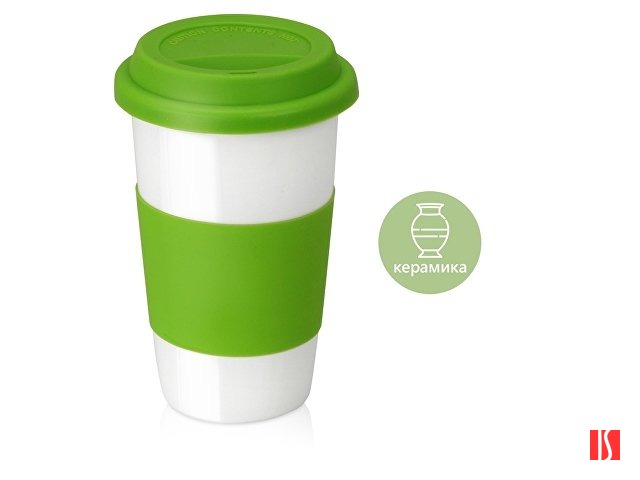 Кружка с силиконовой крышкой и манжетой «Нью-Йорк» 300мл, зеленый