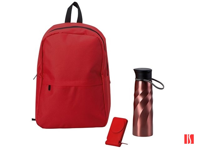 Подарочный набор с магнитным аккумулятором и бутылкой для воды "Waterpower", красный