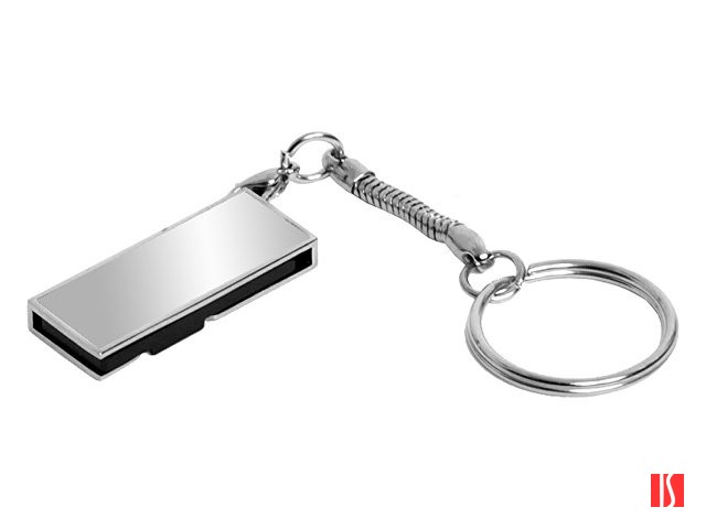 Флешка с мини чипом, поворотный механизм, зеркальное покрытие, 32 Гб, серебристый