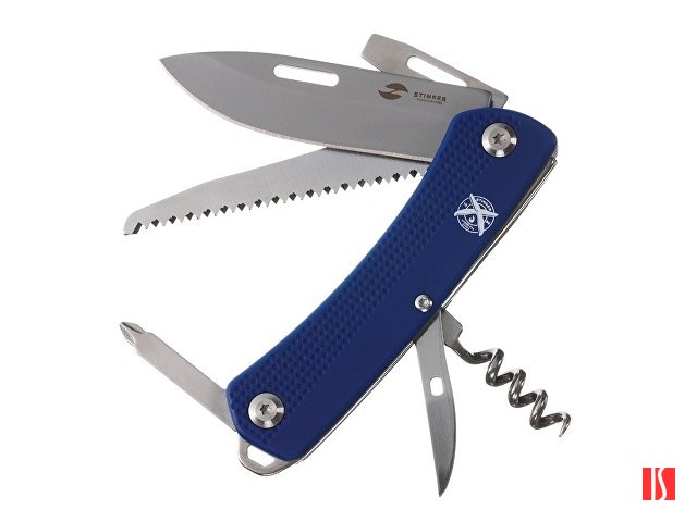 Нож перочинный Stinger, 103 мм, 10 функций, материал рукояти: АБС-пластик (синий)
