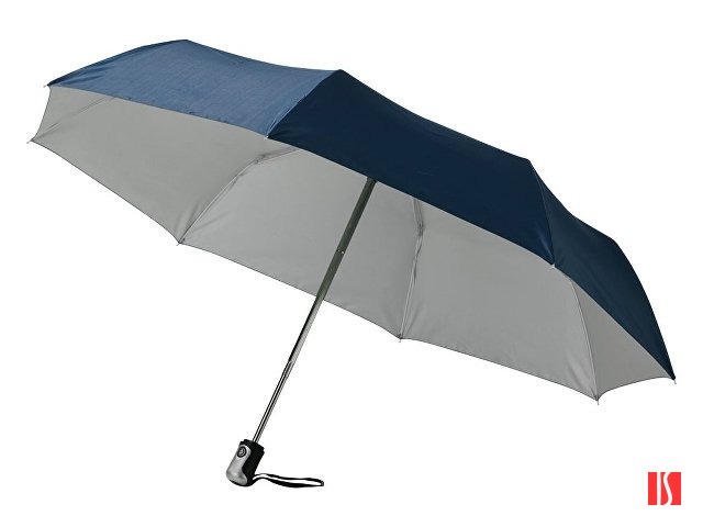 Зонт Alex трехсекционный автоматический 21,5", темно-синий/серебристый