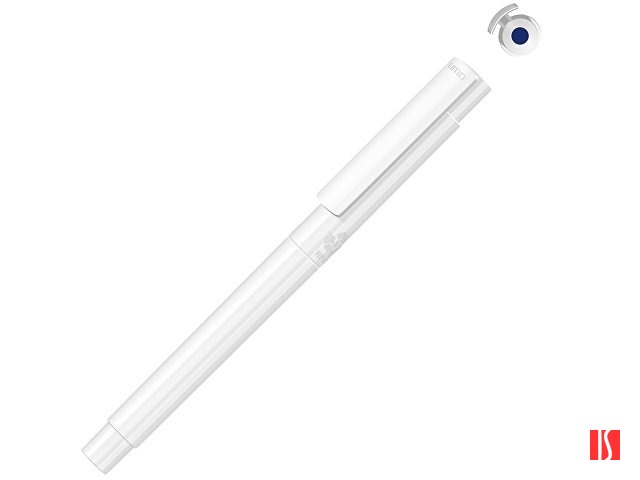 Роллер из переработанного rPET материала "RECYCLED PET PEN PRO R», белый с синими чернилами