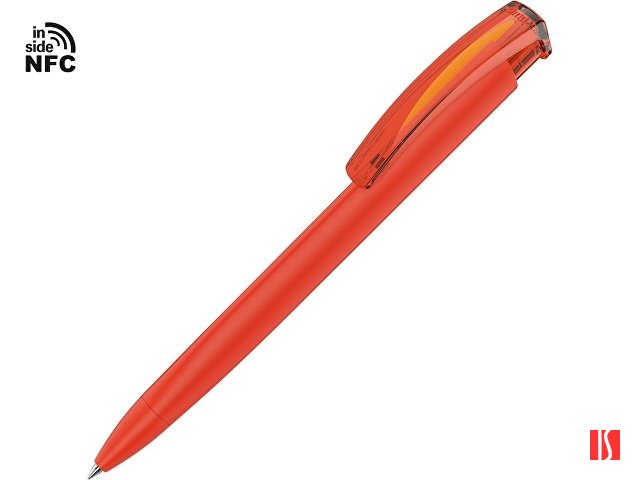 Ручка пластиковая шариковая трехгранная «Trinity K transparent Gum» soft-touch с чипом передачи инфо, оранжевый