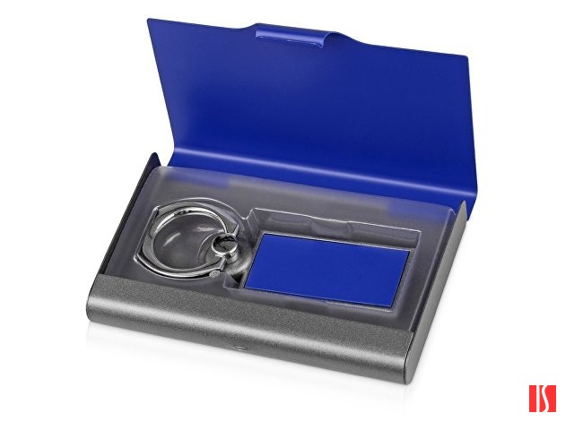 Набор «Slip»: визитница, держатель для телефона, серый/синий