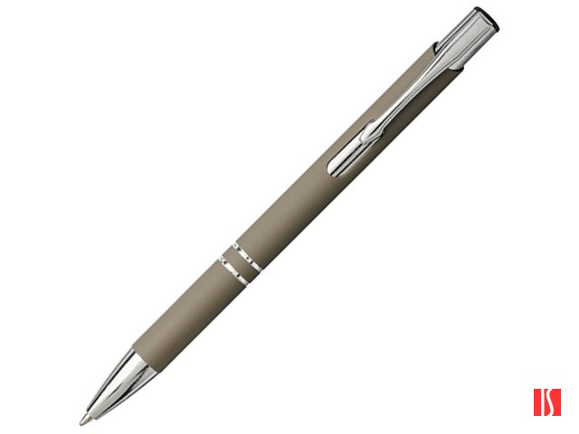 Шариковая кнопочная ручка Moneta с матовым антискользящим покрытием, темно-серый