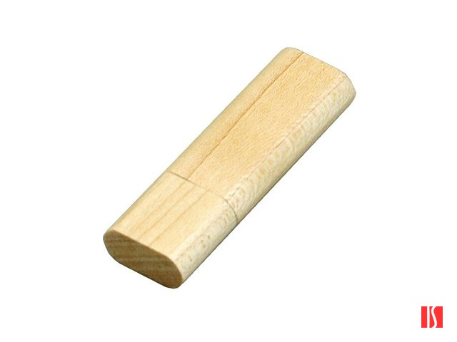 Флешка эргономичной прямоугольной формы, с округленными краями, дерево, 4 Гб, натуральный