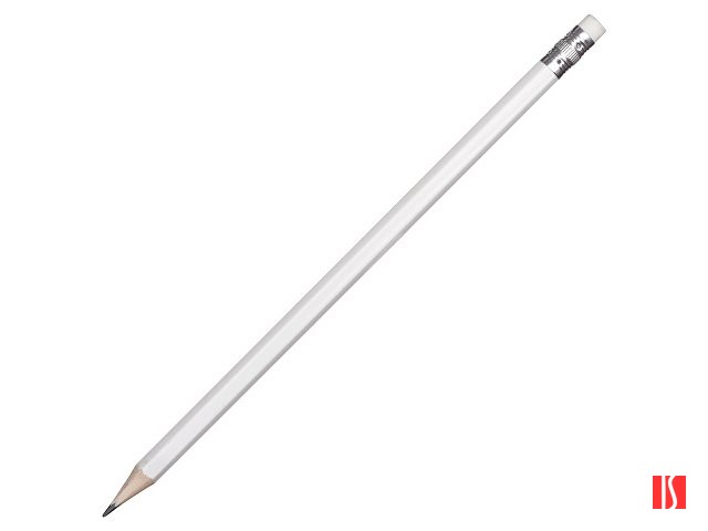 Шестигранный карандаш с ластиком "Presto", белый