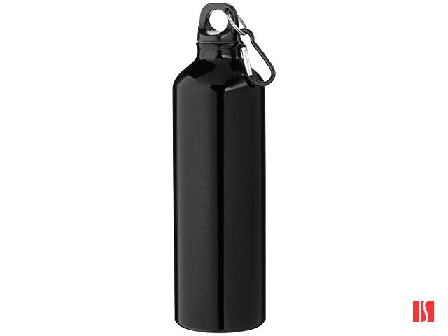 Алюминиевая бутылка для воды Oregon объемом 770 мл с карабином - сплошной черный