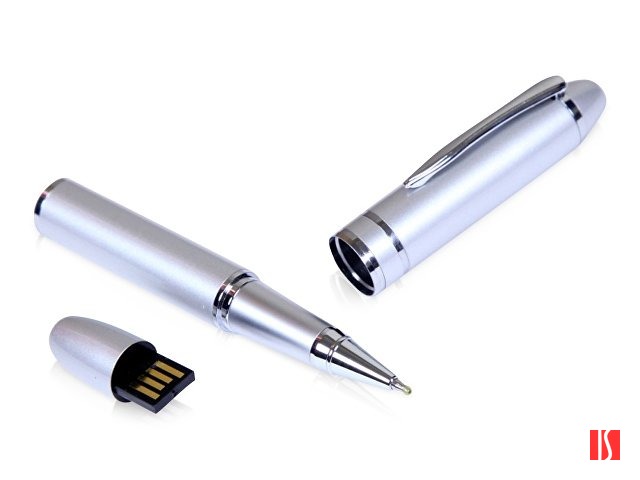 USB-флешка на 16 Гб в виде ручки с мини чипом, серебро