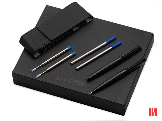 Подарочный набор ручек "Dumas": ручка шариковая и роллер, 4 стержня (2 шариковых, 2 роллера), футляр