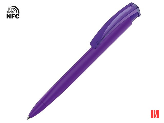 Ручка пластиковая шариковая трехгранная «Trinity K transparent Gum» soft-touch с чипом передачи инфо, фиолетовый