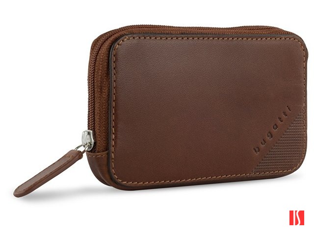 Ключница BUGATTI Nobile, коньячного цвета, воловья кожа/полиэстер, 11,5х1,5х7 см