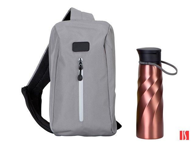 Подарочный набор с бутылкой для воды в сумке - слинге "
Athletic nomad", красный