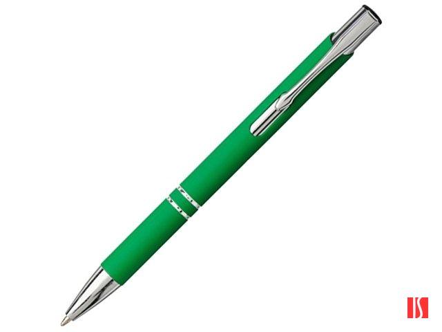 Шариковая кнопочная ручка Moneta с матовым антискользящим покрытием, зеленый