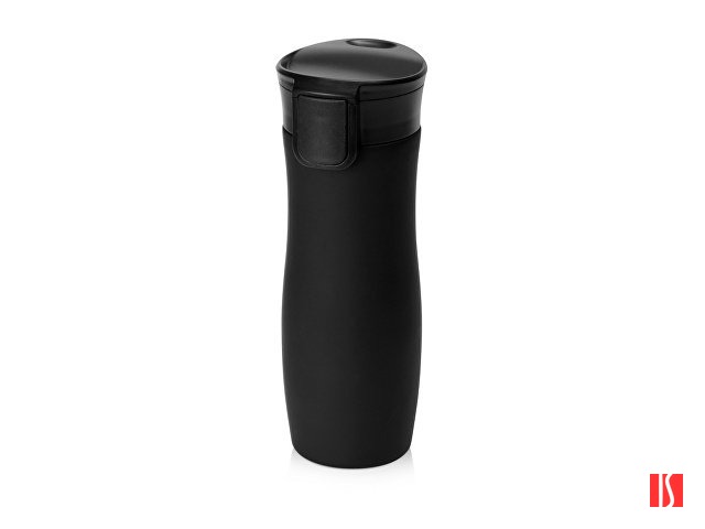 Вакуумная термокружка с кнопкой Streamline, Waterline, soft-touch, черный