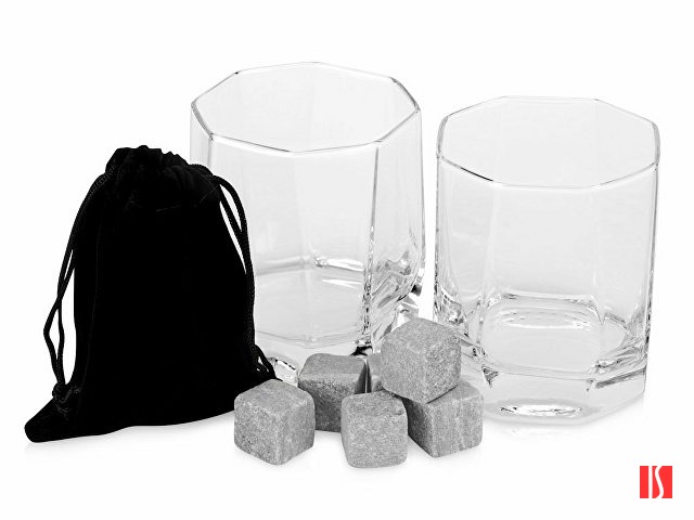 Набор для виски: 2 бокала, 6 камней, мешочек, коробка (P)
