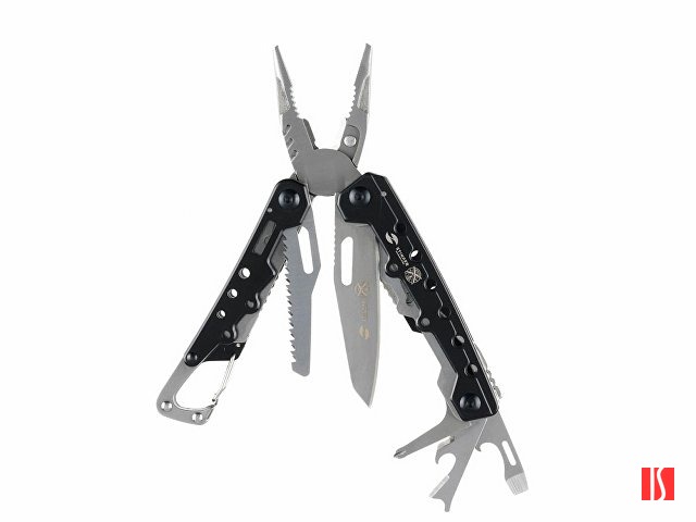 Мультитул Stinger, 105x40 мм, 12 функций, сталь, чёрно-серебристый, в комплекте нейлоновый чехол