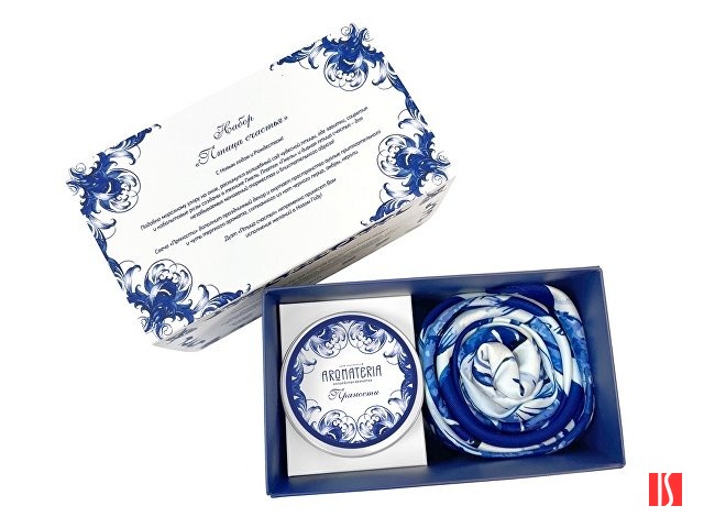 Набор: платок «Гжель» и свеча «Птица счастья»