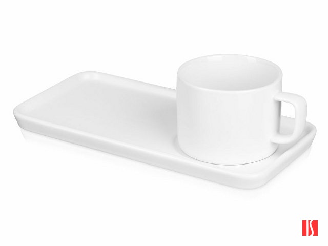 Чайная пара "Bristol": блюдце прямоугольное, чашка, коробка, белый