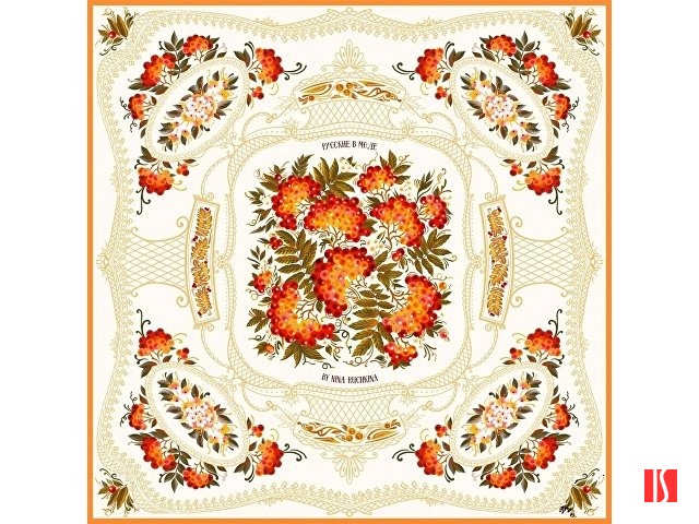 Платок «Тагильский поднос», молочный