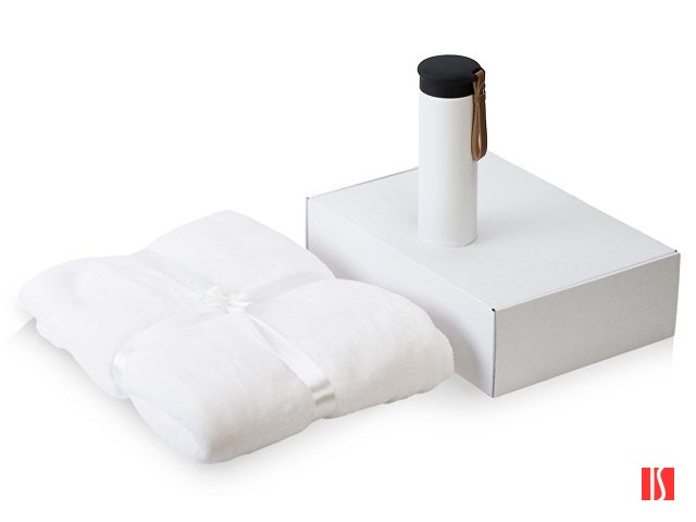 Подарочный набор с пледом, термосом "Cozy hygge" 2.0, белый