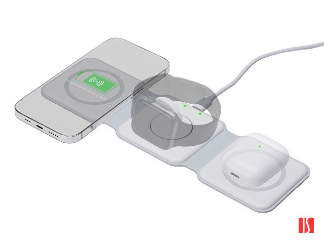 Беспроводное зарядное устройство 3-в-1 «Road», 15 Вт, белый