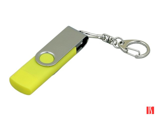 Флешка с  поворотным механизмом, c дополнительным разъемом Micro USB, 16 Гб, желтый
