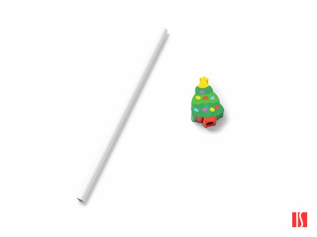 Карандаш NUSS с ластиком в виде ёлки, белый/зеленый