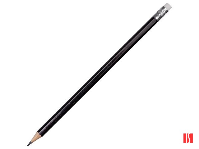 Шестигранный карандаш с ластиком "Presto", черный