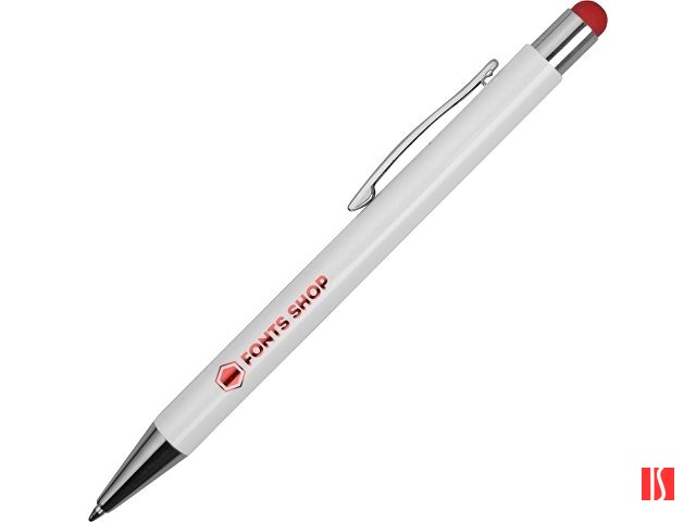 Ручка металлическая шариковая «Flowery» со стилусом и цветным зеркальным слоем, белый/красный