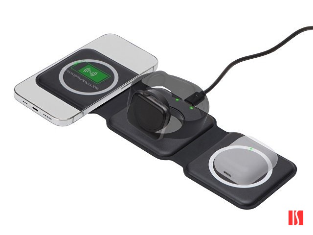 Беспроводное зарядное устройство 3-в-1 «Road», 15 Вт, черный