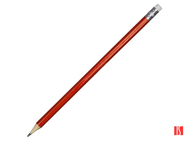 Шестигранный карандаш с ластиком "Presto", красный