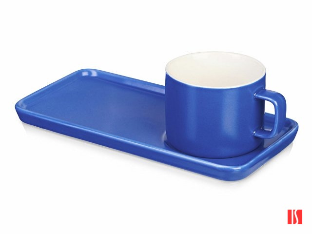 Чайная пара "Bristol": блюдце прямоугольное, чашка, коробка, синий