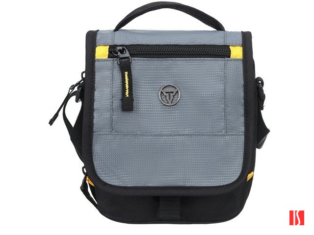 Сумка наплечная TORBER, черный/серый, полиэстер/добби, 15х5х22 см