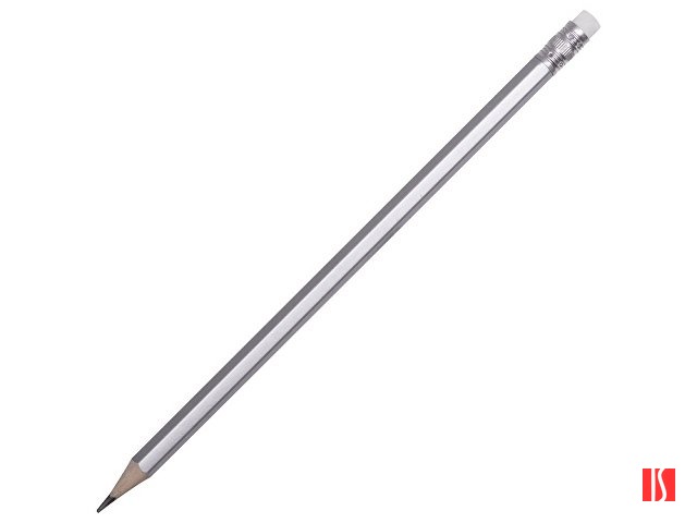 Шестигранный карандаш с ластиком "Presto", серебряный