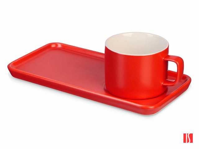 Чайная пара "Bristol": блюдце прямоугольное, чашка, коробка, красный