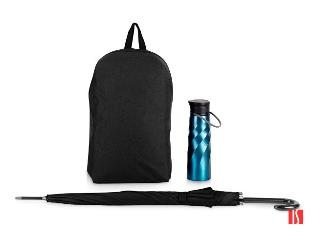 Подарочный набор с бутылкой для воды, зонтом и рюкзаком " Water element" , синий