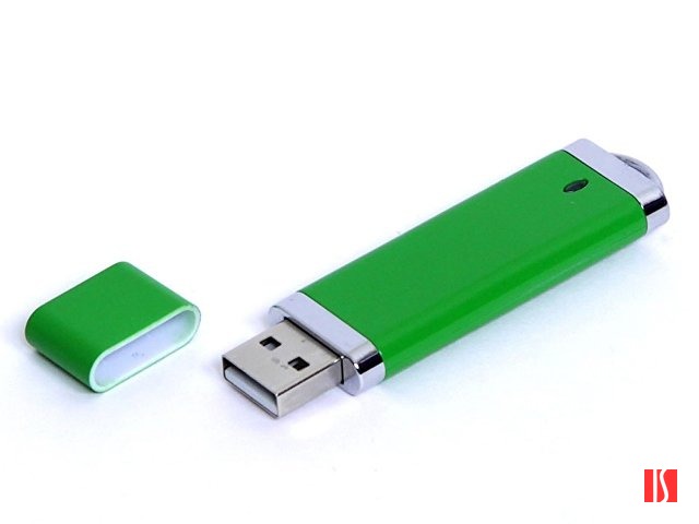 USB-флешка промо на 32 Гб прямоугольной классической формы, зеленый