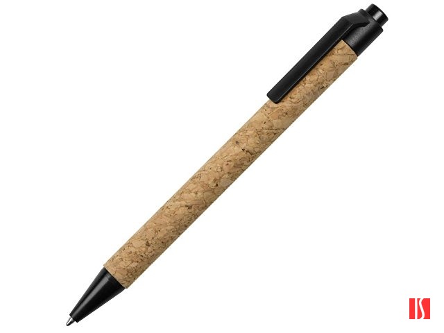 Ручка из пробки и переработанной пшеницы шариковая "Evora", пробка/черный