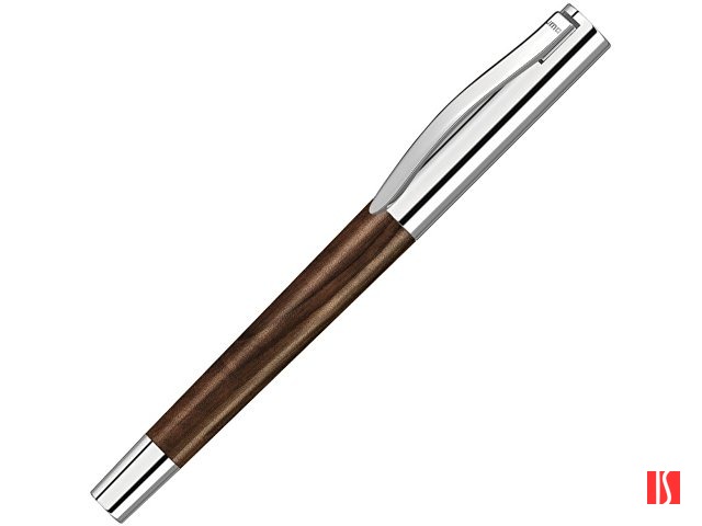 Ручка роллер "TITAN WOOD R", синий, 0.7 мм, коричневый/серебряный