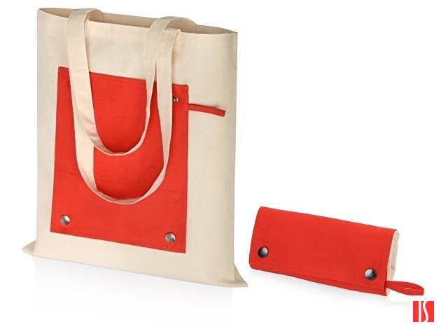 Складная хлопковая сумка для шопинга Gross с карманом, красный