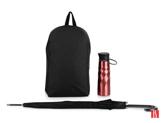 Подарочный набор с бутылкой для воды, зонтом и рюкзаком " Water element" , красный